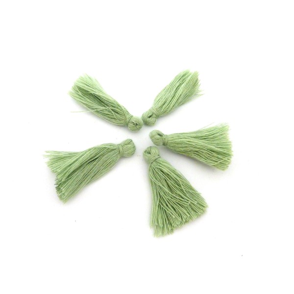 R-lot De 5 Petits Pompons Vert Lichen 3cm En Polyester - Photo n°1
