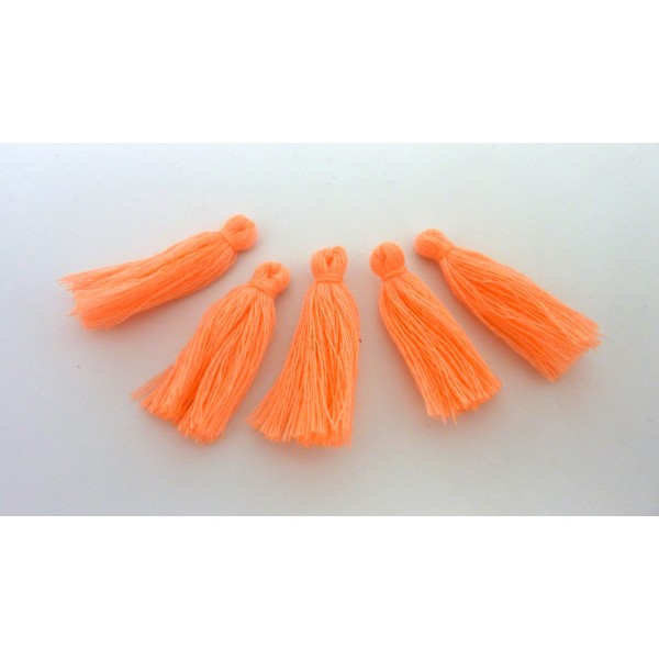 R-lot De 5 Petits Pompons Orange Saumon 3cm En Polyester - Photo n°2