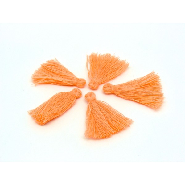 R-lot De 5 Petits Pompons Orange Saumon 3cm En Polyester - Photo n°1
