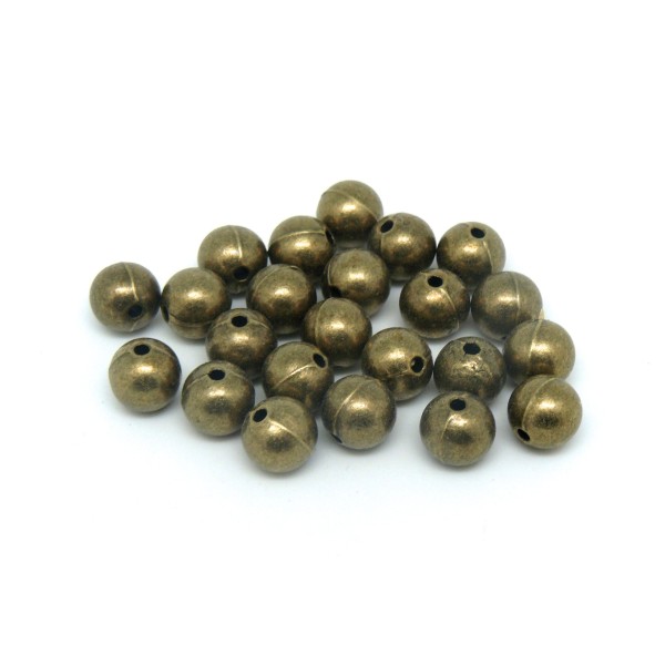 10 Perles Ronde 8,2mm En Métal De Couleur Bronze Lisse - Photo n°1