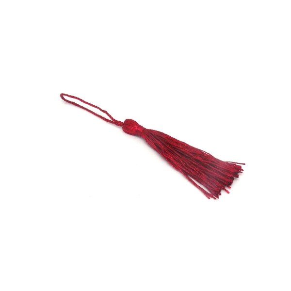Pompon, Breloque En Fil Polyester 10-12cm De Couleur Rouge Bordeaux Brillant - Photo n°3