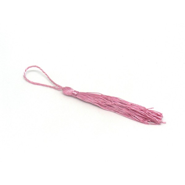 Pompon, Breloque En Fil Polyester 10-12cm De Couleur Vieux Rose Brillant - Photo n°1
