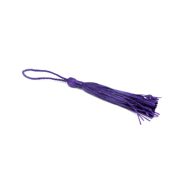 3 Pompons, Breloque En Fil Polyester 10-14cm Violet Brillant- Idéal Loisirs Créatifs - Photo n°1