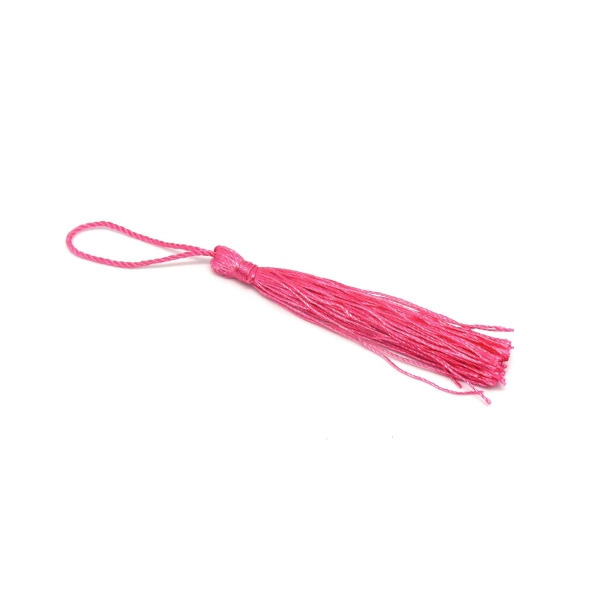 Pompon, Breloque En Fil Polyester 9-12cm De Couleur Rose Bonbon Brillant - Photo n°1