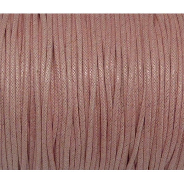 5m Cordon Coton Ciré 1,5mm De Couleur Rose Pâle, Rose Layette - Photo n°1