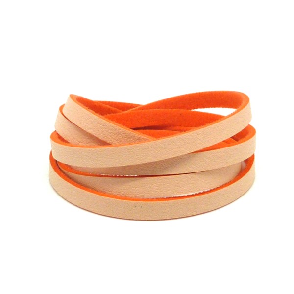 R-1m Cordon Plat Cuir Synthétique Orange Saumon Et Corail Vif 5,5mm - Simili Cuir - Photo n°1