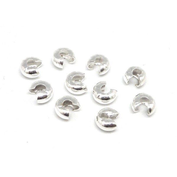 30 Perles Caches Noeud À Serrer 5mm En Métal Argenté Brillant - Photo n°3