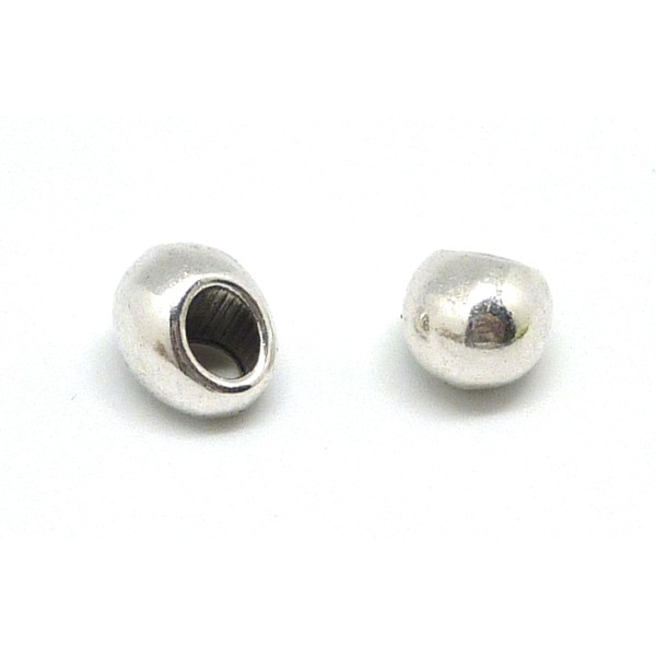 10 Perles Ovale, Goutte 10,1mm À Gros Trou Décentré Peut Servir De Breloque En Métal Argenté Li - Photo n°1