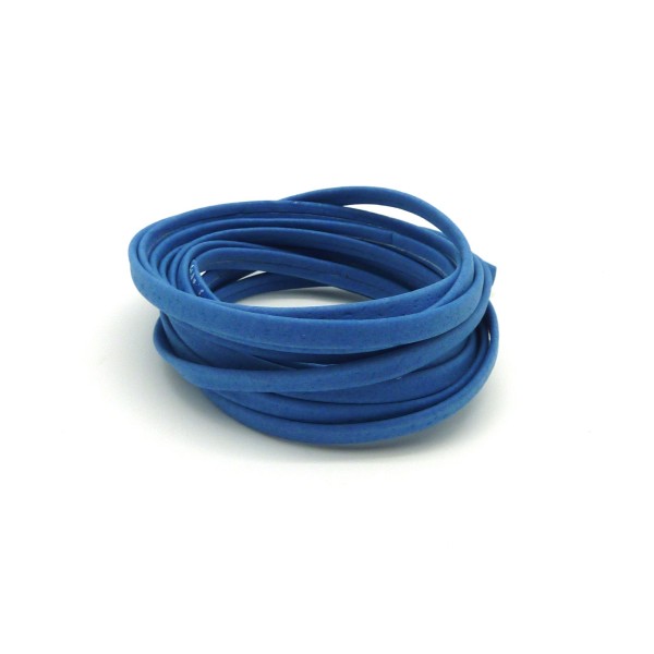 1,8m Cordon Plat Cuir Synthétique 5mm De Couleur Bleu Saphir Mat - Photo n°1