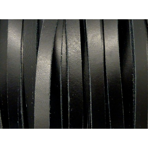 R-1m Cuir Plat Largeur 6mm De Couleur Noir - Cuir Veritable - 6mm X 2mm - Photo n°1