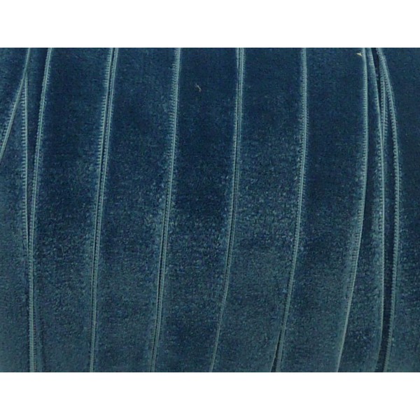 1m Ruban Élastique Plat Velours Bleu Jeans - Photo n°1