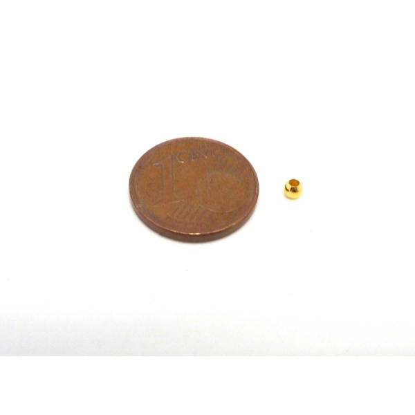 R-10g Soit Environ 400 Petites Perles Fines Et Légères En Métal Doré Ronde Lisse 2,5mm - Photo n°2