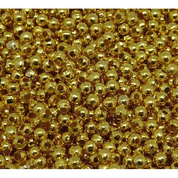 R-10g Soit Environ 400 Petites Perles Fines Et Légères En Métal Doré Ronde Lisse 2,5mm - Photo n°3