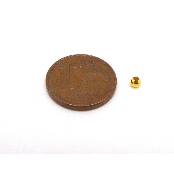 R-10g Soit Environ 400 Petites Perles Fines Et Légères En Métal Doré Ronde Lisse 2,5mm - Photo n°4