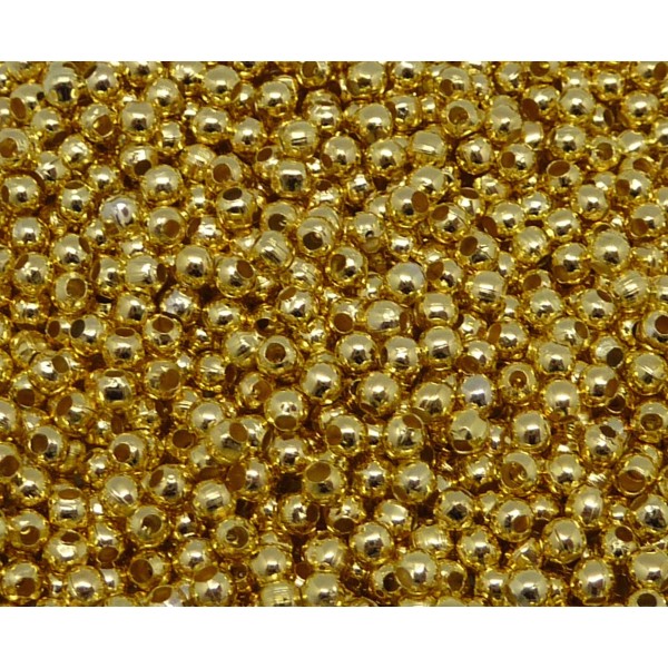 R-10g Soit Environ 400 Petites Perles Fines Et Légères En Métal Doré Ronde Lisse 2,5mm - Photo n°1