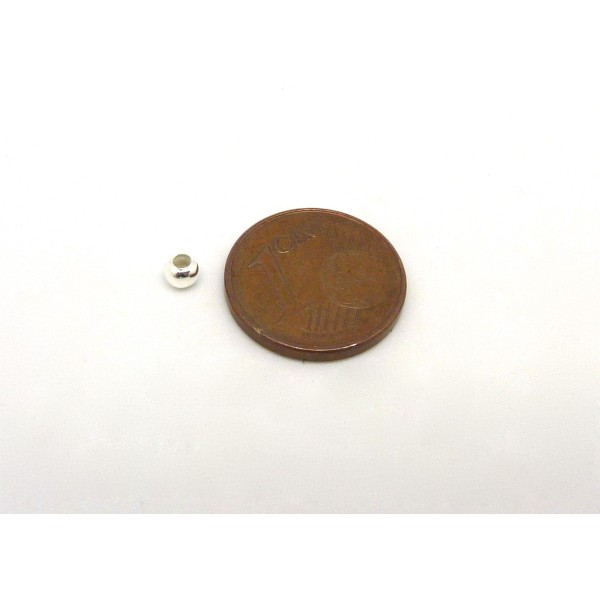 R-10g Soit Environ 210 Petites Perles Fines Et Légères En Métal Argenté Ronde Lisse 3mm - Photo n°2