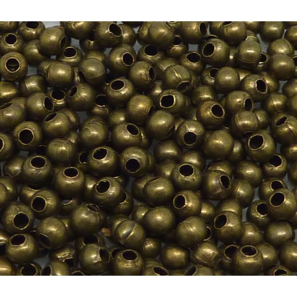 R-200 Petites Perles Fines Et Légères En Métal De Couleur Bronze Ronde Lisse 3mm - Photo n°1