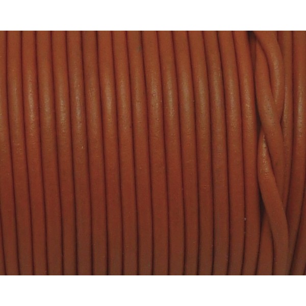 2m Cordon Cuir Rond 2,5mm De Couleur Orange Citrouille Tangerine Mat - Photo n°1