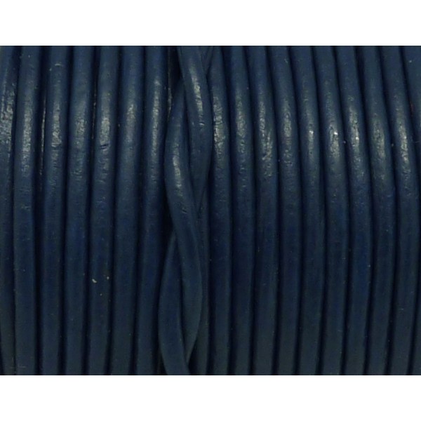 R-2m Cordon Cuir Rond 2,5mm De Couleur Bleu Foncé, Bleu Marine - Photo n°1