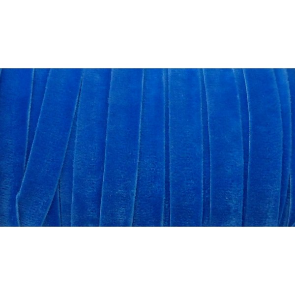 1m Ruban Velours Élastique Plat Largeur 10mm Bleu - Photo n°1