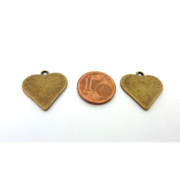 R-15 Breloques Coeur, Pendentif Coeur 19,7mm En Métal Bronze - Photo n°2
