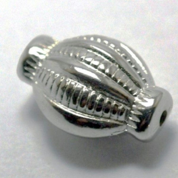 10 Perles (1 x 15 mm forme ovale cannelet CCB métallisé couleur argenté - Photo n°1