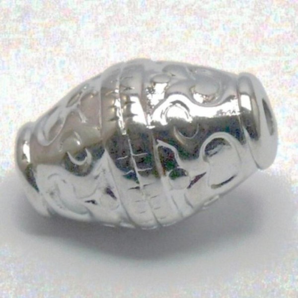 10 Perles ( 19 x 12 mm) forme allongée métallisé couleur argenté - Photo n°1