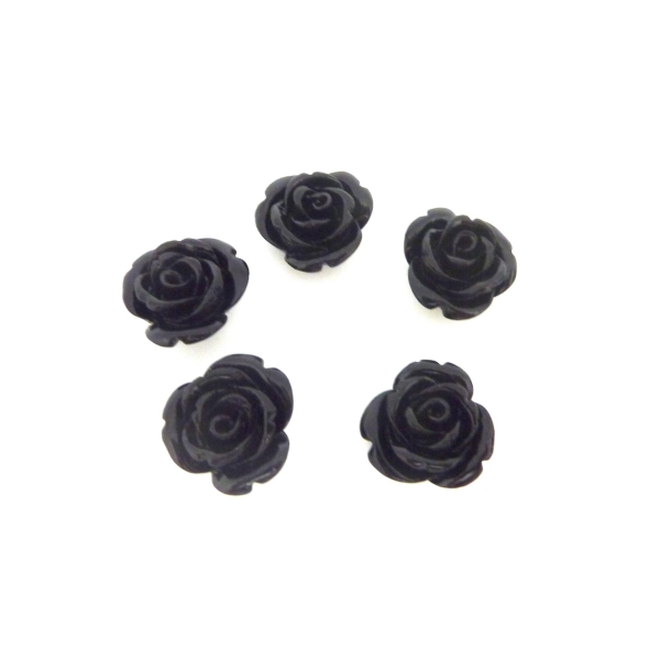 R-perle Rose Ciselée 17mm Noire En Résine - Photo n°3