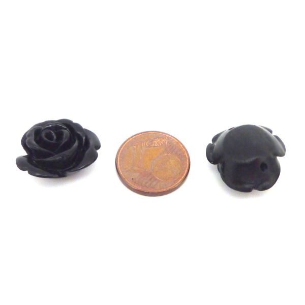 R-perle Rose Ciselée 17mm Noire En Résine - Photo n°4