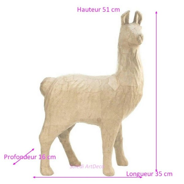 Grand Lama en papier mâché, Sculpture Animal d''Amérique du Sud 51x35x - Photo n°1