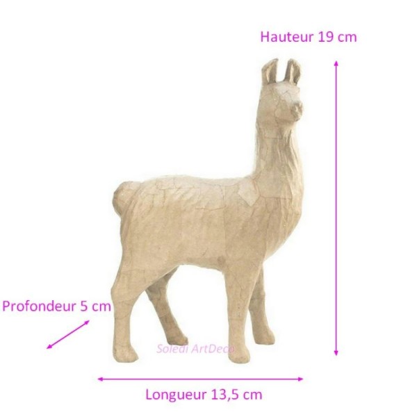 Lama en papier mâché, Sculpture Animal d''Amérique du Sud 19x13,5x5cm - Photo n°1