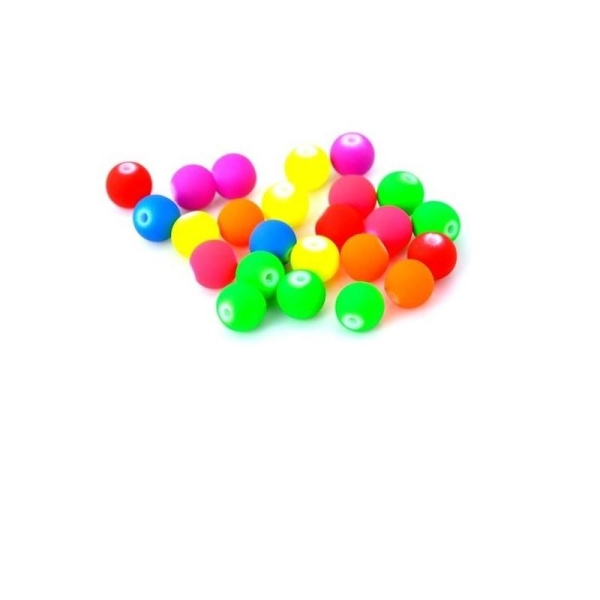 50 Perles multicolore fluo - Diam. 8 mm - Couleur mixte - Photo n°1