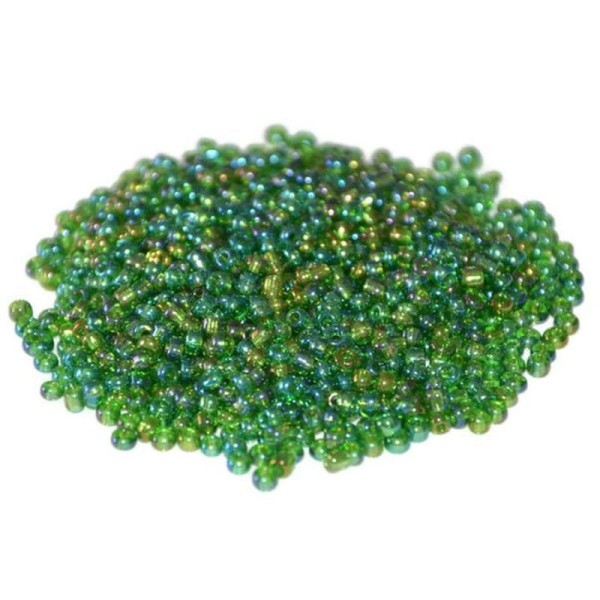 10Gr Perles  Rocaille Vert  Vert Foncé Brillants En Verre  2Mm Environ 800 Perles (Ref28) - Photo n°1