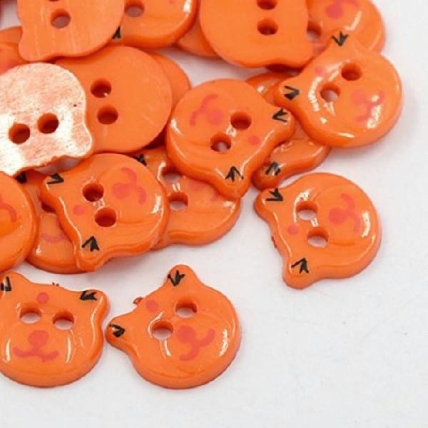 Lot de 10 boutons forme tête d'animal orange 16 mm - Photo n°1