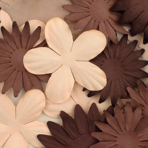 Fleur en papier Chocolat-ficelle x 20 - Photo n°2
