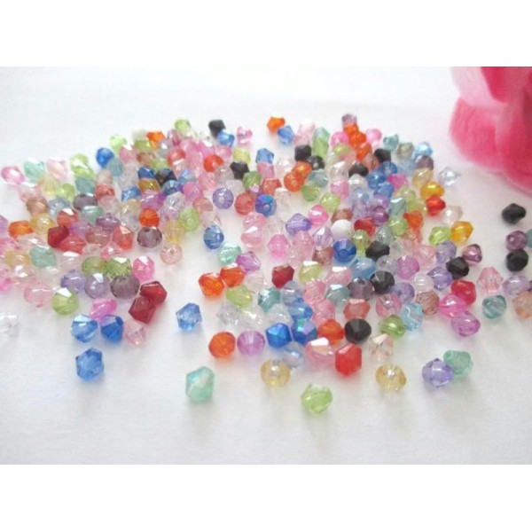 Lot de 80 gr (env 3050) perles toupie 2/3 mm multicolore - Photo n°1
