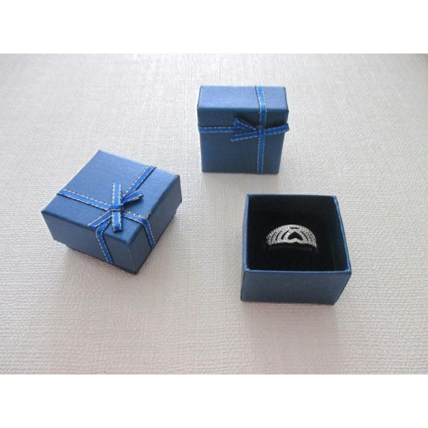Lot de 4 boites bleu marine écrin pour bagues 4 x 2.5  cm - Photo n°1