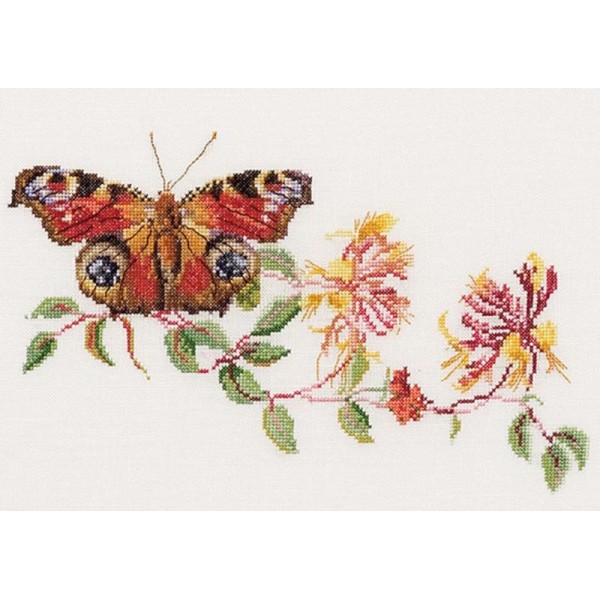 Thea Gouverneur 439 Butterfly Honeysuckle sur toile lin - Photo n°1