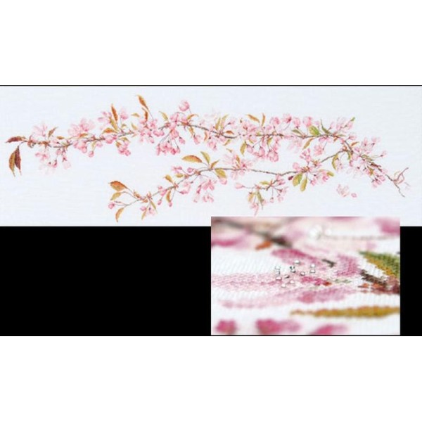 Thea Gouverneur 481A Japanese Blossom sur toile Aida blanc - Photo n°1