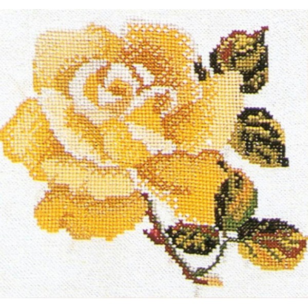 Thea Gouverneur 815A  Rose Yellow toile Aida blanc - Photo n°1
