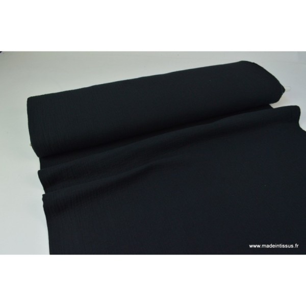Tissu Double gaze coton noir - Photo n°3