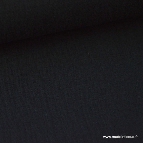 Tissu Double gaze coton noir - Photo n°1