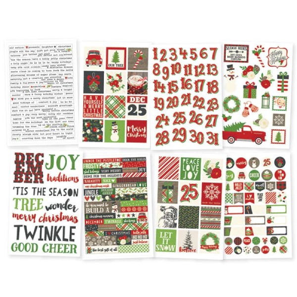 Huit planches de stickers motifs Noël Simple stories Very Merry - Photo n°1