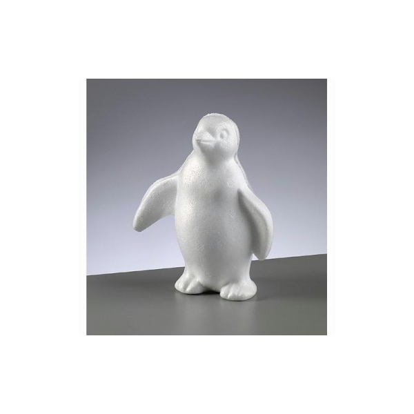 Pingouin en polystyrène blanc de 18 cm de haut, Styropor de densité supérieure - Photo n°1