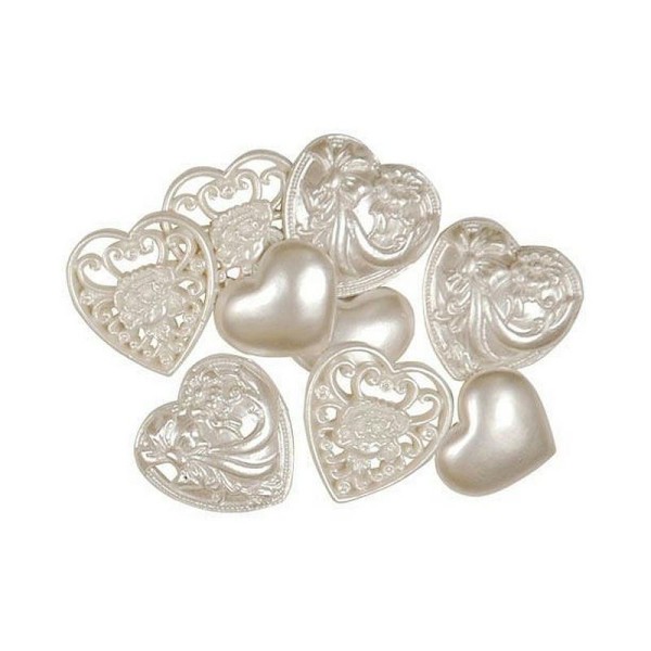 9 boutons Victorian Hearts Coeur, de 15 mm à 20 mm, pour scrapbooking et couture - Photo n°1
