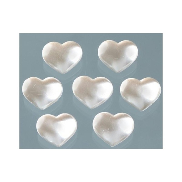 Lot de 7 boutons blanc nacrés coeur, 15 mm x 18 mm, à coudre, pour tissu ou scrap - Photo n°2
