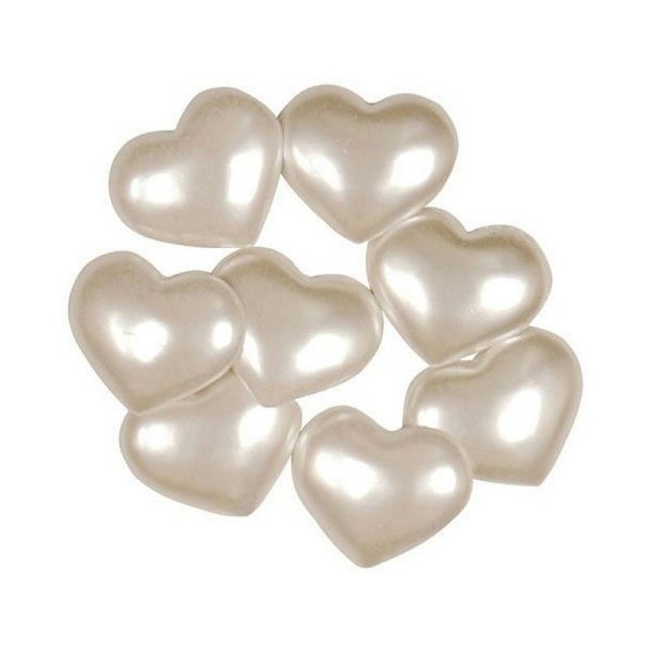 Lot de 7 boutons blanc nacrés coeur, 15 mm x 18 mm, à coudre, pour tissu ou scrap - Photo n°1