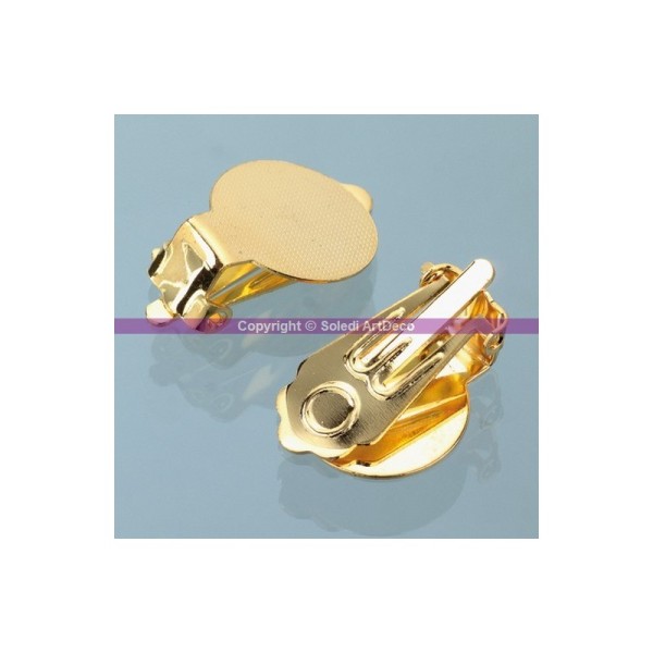 Lot de 5 paires de Clip boucle d'oreilles doré, avec platine, 13 mm - Photo n°1