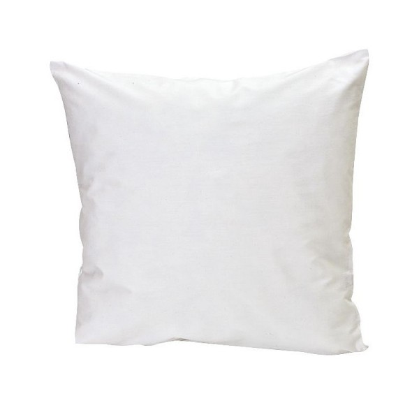 Housse de coussin carré, coton blanc léger, 40 x 40 cm, Enveloppe en tissu avec fermeture éclair, à - Photo n°1