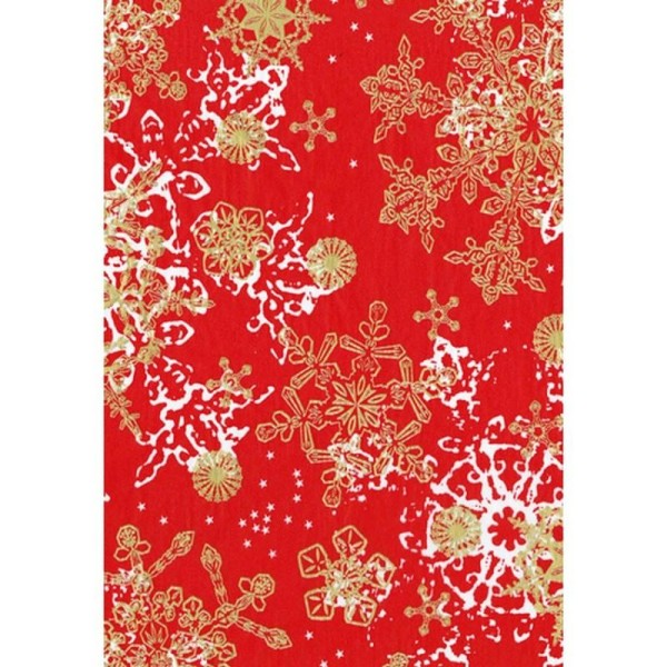 Feuille decopatch n°482, Flocons de neige fond rouge, Papier 30x39 cm - Photo n°1